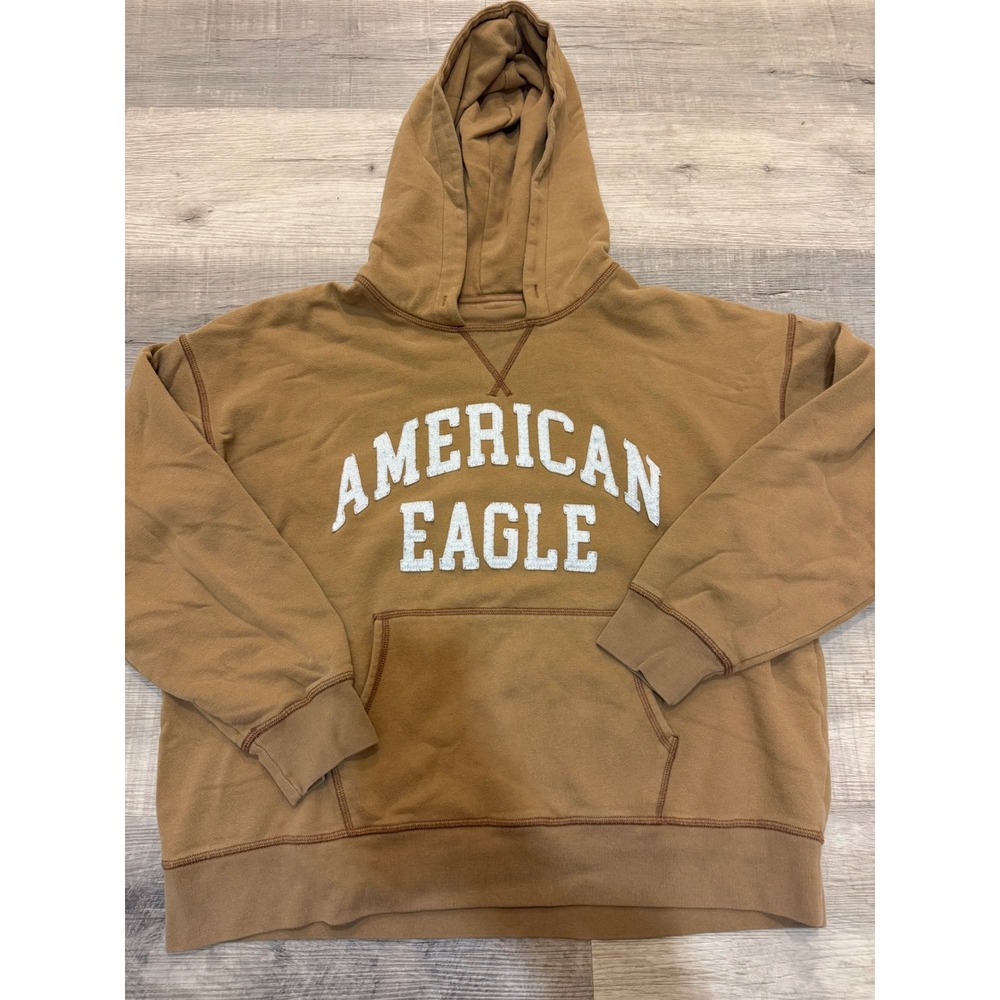 Vintage American Eagle Hoodie - Y2K Green Tag‎ - Earth Tone Camel Brown - Size S